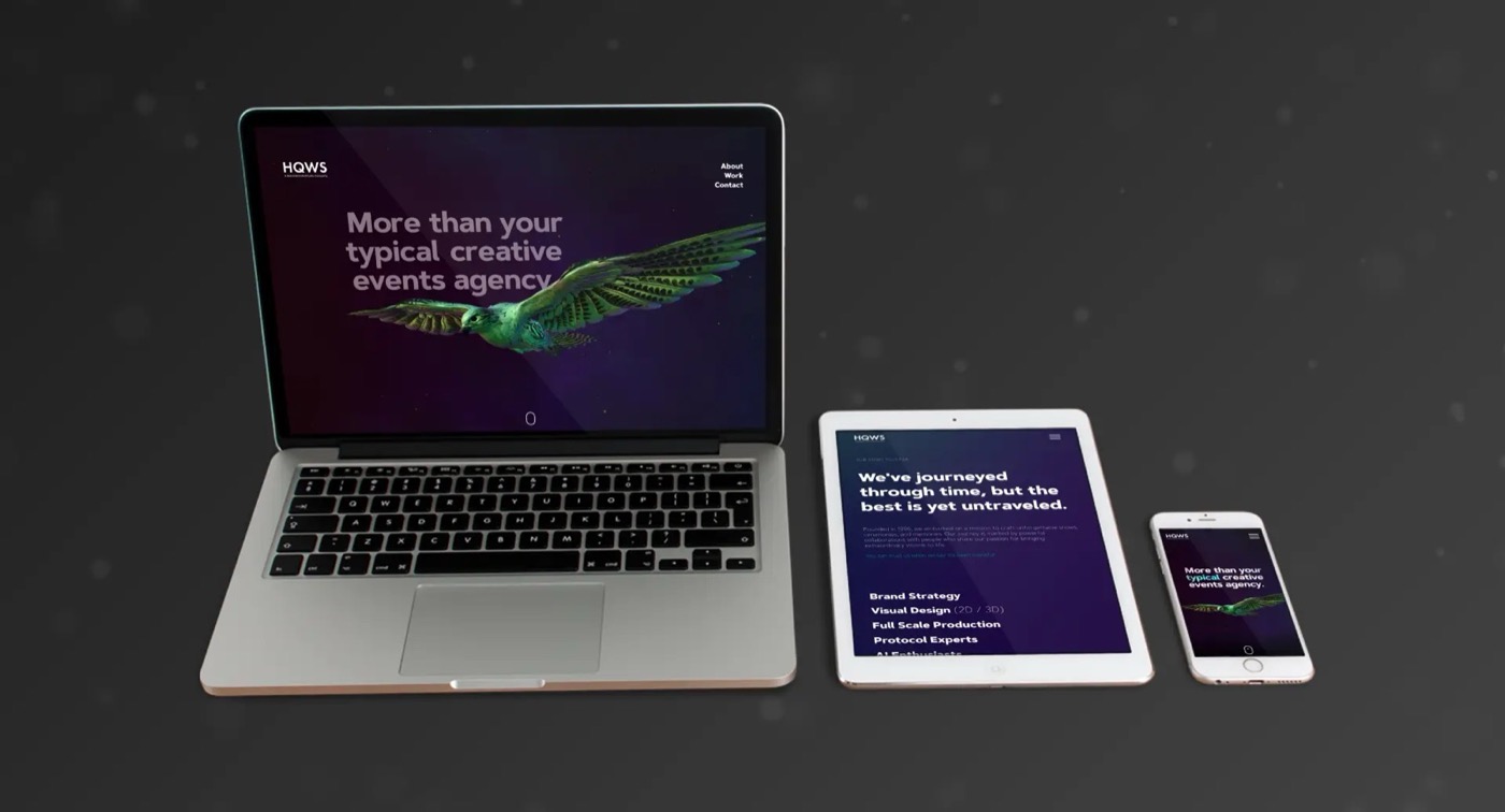 HQWS: presentation mockup of the creative agency website